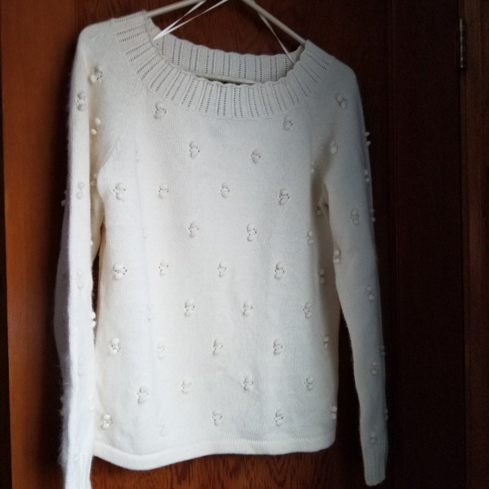 Vintage 90s, soft angora sweater, M, S, Jones of New York, bobble pattern f & b